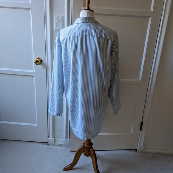 VTG Norma Kamali blue and white pinstripe seersucker blazer size large - Picture 4 of 11